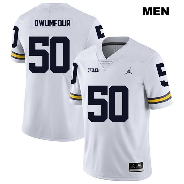Men's NCAA Michigan Wolverines Michael Dwumfour #50 White Jordan Brand Authentic Stitched Legend Football College Jersey EB25P60TA